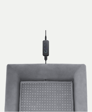 Buddie pet therapy dog bed with wired remote control for red light and therapy settings