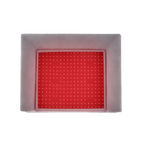 Top view of a therapeutic red light therapy pet bed with an active LED light panel for dog and cat joint relief.